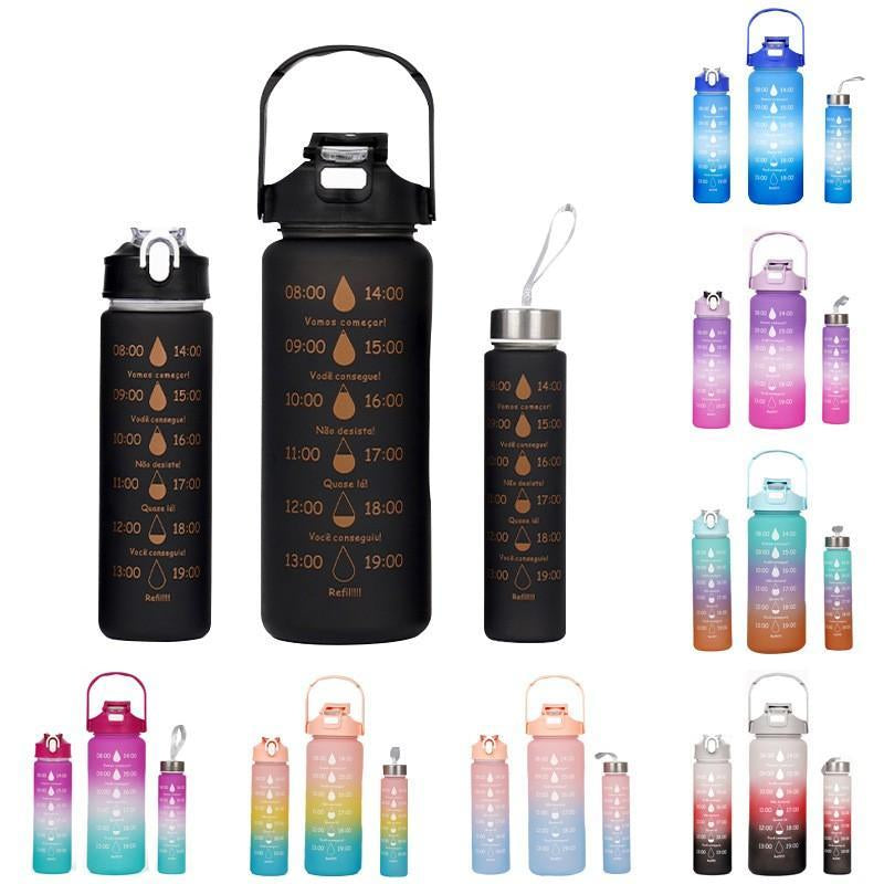 Gradient Sports Water Bottle Set, Large Capacity Portable Water Bottle with Time Marker, Leakproof Flip Top Water Bottle for Travel Gym Fitness, Drinkware