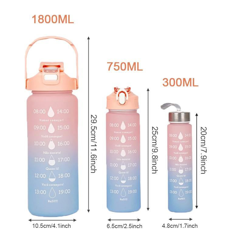 Gradient Sports Water Bottle Set, Large Capacity Portable Water Bottle with Time Marker, Leakproof Flip Top Water Bottle for Travel Gym Fitness, Drinkware
