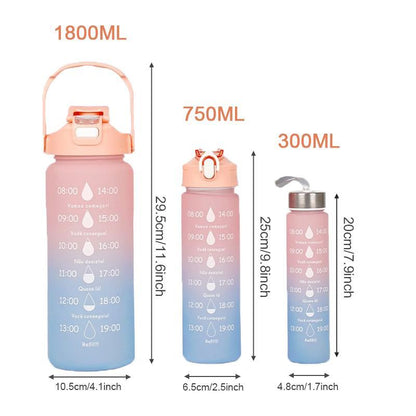 Gradient Sports Water Bottle Set, Large Capacity Portable Water Bottle with Time Marker, Leakproof Flip Top Water Bottle for Travel Gym Fitness, Drinkware