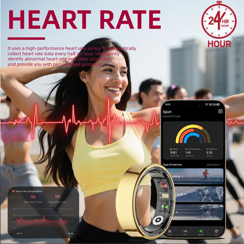 Titanium Smart Ring with Gesture Controls Scratch Resistant Fitness Tracker Heart Rate Sleep Monitor Waterproof Durable Minimalist Style Weightless Wearable Digital Devices for Health Monitoring & Remote Sync