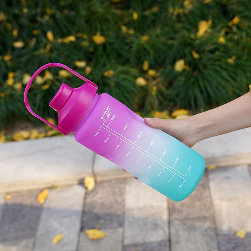 Gradient Sports Water Bottle Set, Large Capacity Portable Water Bottle with Time Marker, Leakproof Flip Top Water Bottle for Travel Gym Fitness, Drinkware