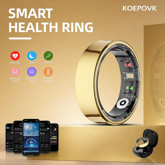 Titanium Smart Ring with Gesture Controls Scratch Resistant Fitness Tracker Heart Rate Sleep Monitor Waterproof Durable Minimalist Style Weightless Wearable Digital Devices for Health Monitoring & Remote Sync