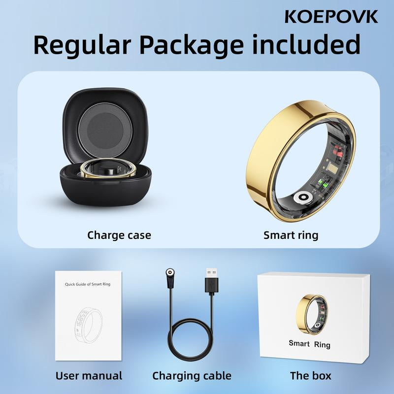 Titanium Smart Ring with Gesture Controls Scratch Resistant Fitness Tracker Heart Rate Sleep Monitor Waterproof Durable Minimalist Style Weightless Wearable Digital Devices for Health Monitoring & Remote Sync