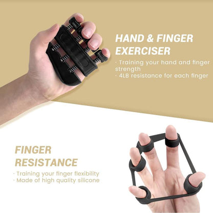 Grip Strength Trainer Kit (5 Pack) - Forearm Strengthener with Finger Stretcher, Grip Ring, and Relief Ball - Injury Recovery Tool for Men and Women
